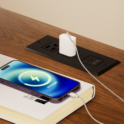 Walnut 2-Pack Nightstands with Charging Station