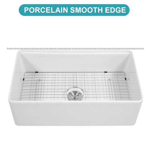 White Kitchen Sink Workstation - 33 x 20 x 10 inch White Porcelain Ceramic Sngle Bowl Kitchen Sink