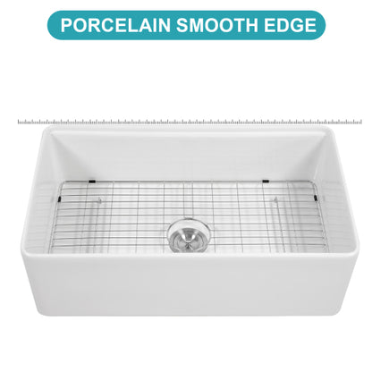 White Kitchen Sink Workstation - 33 x 20 x 10 inch White Porcelain Ceramic Sngle Bowl Kitchen Sink