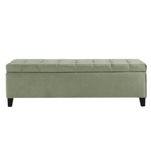 50.5 Inch Fabric Rectangular Storage Ottoman Bench, Upholstered Footrest with Birch Wood Legs, 250 LBS Load Capacity