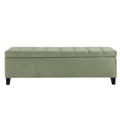 50.5 Inch Fabric Rectangular Storage Ottoman Bench, Upholstered Footrest with Birch Wood Legs, 250 LBS Load Capacity