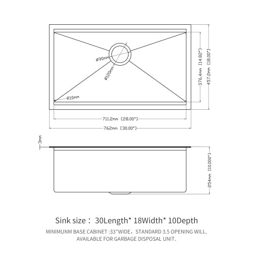 Gunmetal Black Workstation Kitchen Sink - 30"x 18"x 10" Single Bowl Workstation Undermount Kitchen Sink 16 Gauge Stainless Steel