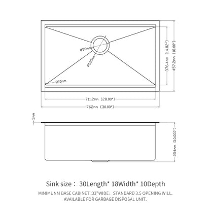 Gunmetal Black Workstation Kitchen Sink - 30"x 18"x 10" Single Bowl Workstation Undermount Kitchen Sink 16 Gauge Stainless Steel