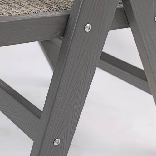 Lounge chair CHARCOAL GREY color, suitable for all seasons: Outdoor lounge chair, made of sturdy HIPS material, equipped with 304 stainless steel accessories.