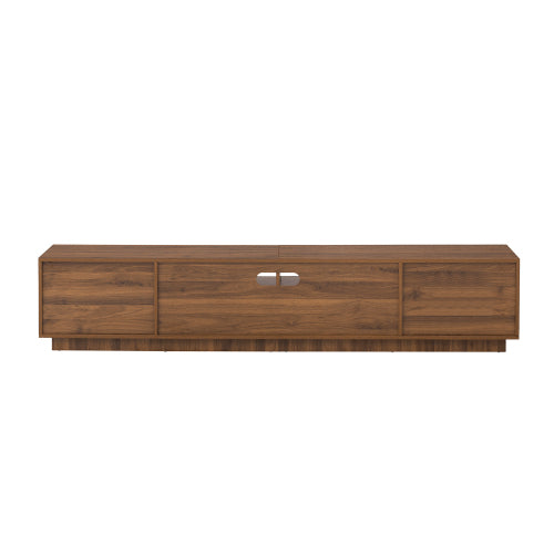 78.7 inch Walnut Wave Fluted TV Stand Legless Media Console Fits Up To 85 Inch TV