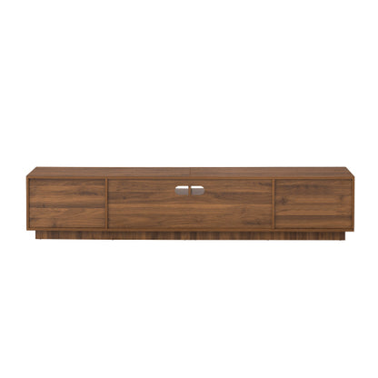78.7 inch Walnut Wave Fluted TV Stand Legless Media Console Fits Up To 85 Inch TV