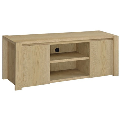 Light Oak 60 Inch Transitional 2-Door Media Console for TVs Up to 60 Inch