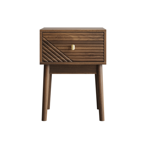 Walnut Medieval-Modern 2-Piece Nightstand Set