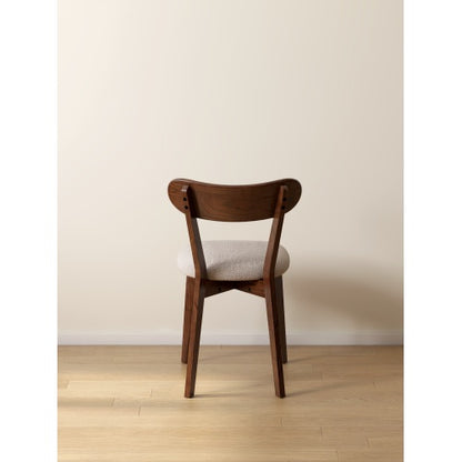 Set of 2 Walnut Tone FAS Grade Oak Upholstered Dining Chairs, Removable Washable Cushion 47.5¡Á55.5¡Á78cm