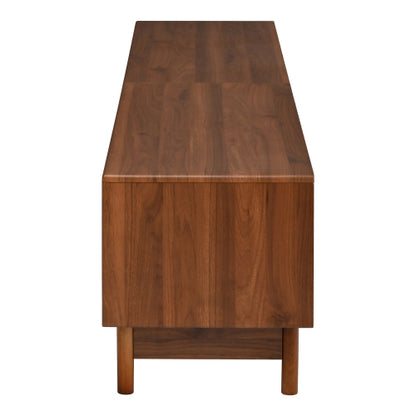 78.7 inch Walnut LED Light Glass Drawer TV Stand Solid Rubber Wood Leg Console Holds 85 inch TV