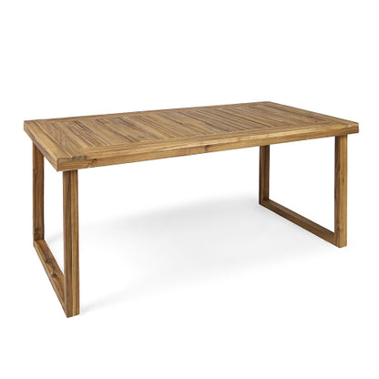 Outdoor 69" Acacia Wood Dining Table, Sandblast Natural Finish