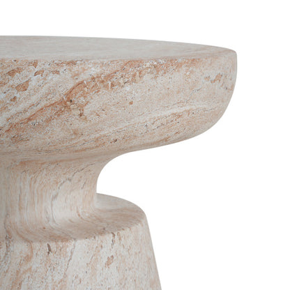 Outdoor/Indoor Lightweight Concrete Side Table,Travertine Finish