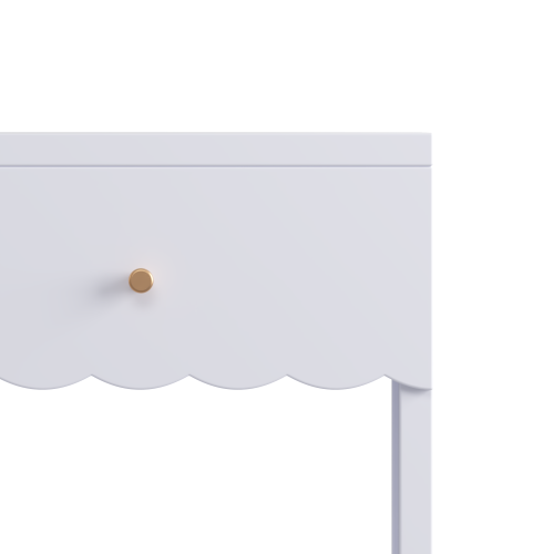 Modern  Nightstand with Drawer and Open Shelf,Scalloped Edge Bedside Table for Bedroom, Cute Minimalist Side Table for Kids Room or Girls' Room,Light Purple
