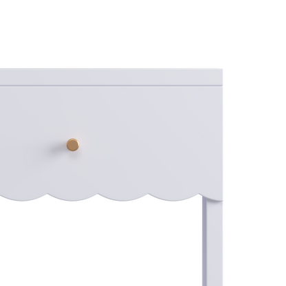 Modern  Nightstand with Drawer and Open Shelf,Scalloped Edge Bedside Table for Bedroom, Cute Minimalist Side Table for Kids Room or Girls' Room,Light Purple