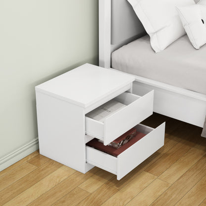 19.7inch White Nightstand with 2 Drawers, Handle Free Storage Side Table for Bedroom