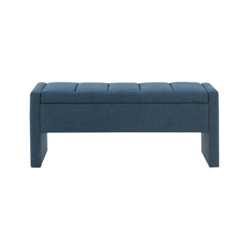 Modern Bed End Bench with Storage,Upholstered Large Foot Rest Stool, Comfy Window Vanity Bench for Living Room,Bedroom,Dorm,Coffee Table,Linen Navy Blue
