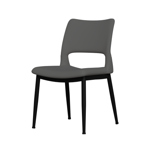 Modern Grey PU Leather Dining Chairs Set of 2 with Metal Legs for Kitchen, Restaurant and Office
