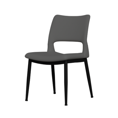 Modern Grey PU Leather Dining Chairs Set of 2 with Metal Legs for Kitchen, Restaurant and Office