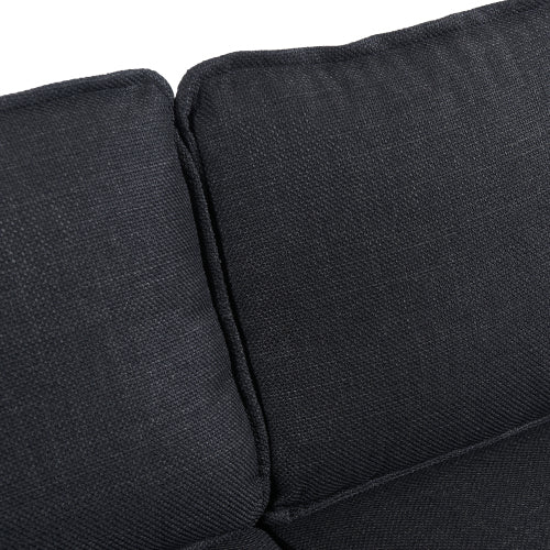 Dark-Grey L-Shaped Sectional 3-Seat Combo Sofa with Storage Ottoman USB Ports Cup-Holders for Living Room Apartment