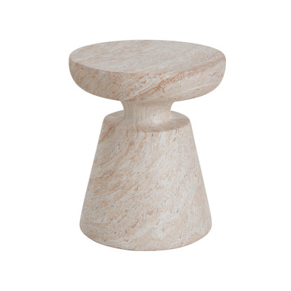 Outdoor/Indoor Lightweight Concrete Side Table,Travertine Finish