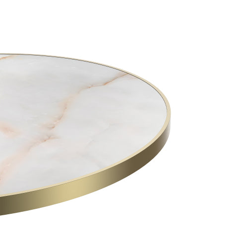 Round Modern Dinning Table 31.5 inches Bistro Table Tulip Table with Faux Marble top,Easy Assemble,Sturdy Metal Frame Diameter