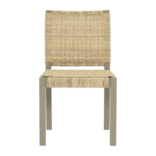 Rattan Back Solid Wood Dining Chairs, Set of 2, Champagne