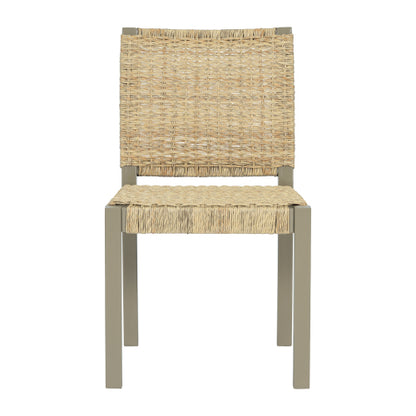 Rattan Back Solid Wood Dining Chairs, Set of 2, Champagne