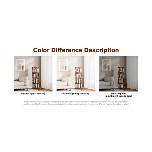Solid Wood 360° Rotating 4-Tier Wheel Mobile Walnut Bookshelf