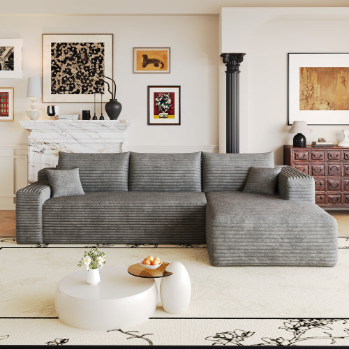 103 inch  Dark Grey L-Shape Cloud Deep-Seat Corner Sectional Sofa, No Assembly
