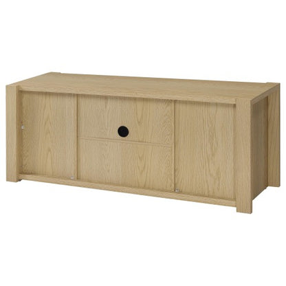 Light Oak 60 Inch Transitional 2-Door Media Console for TVs Up to 60 Inch