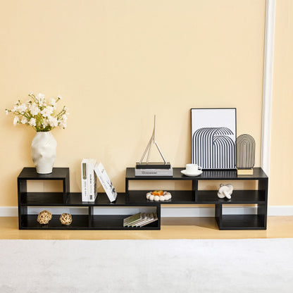 Adjustable Freestyle Modular Black TV Console Multi Compartment Open Storage Entertainment Center