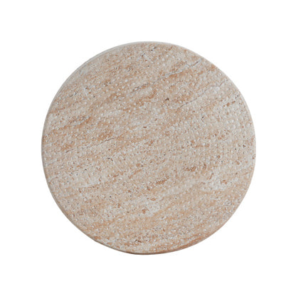 Outdoor/Indoor Lightweight Concrete Side Table,Travertine Finish