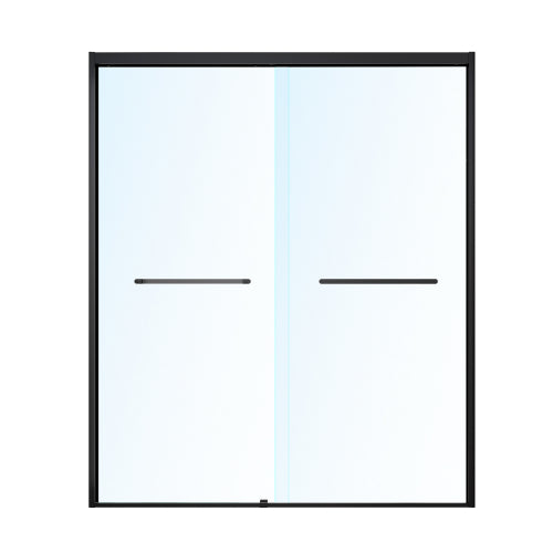 56-60*72 INCH Frame Double Sliding soft-close Shower Doors, Bathroom Sliding Shower Door, (6mm) Thick SGCC Tempered Glass Door For Bathroom Door ,Matte Black