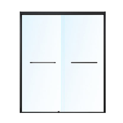 56-60*72 INCH Frame Double Sliding soft-close Shower Doors, Bathroom Sliding Shower Door, (6mm) Thick SGCC Tempered Glass Door For Bathroom Door ,Matte Black