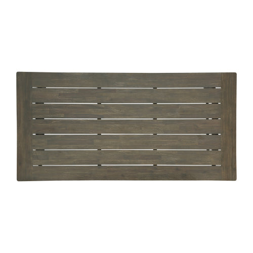 Outdoor Acacia Wood Dining Table, Sandblast Gray Finish and Black