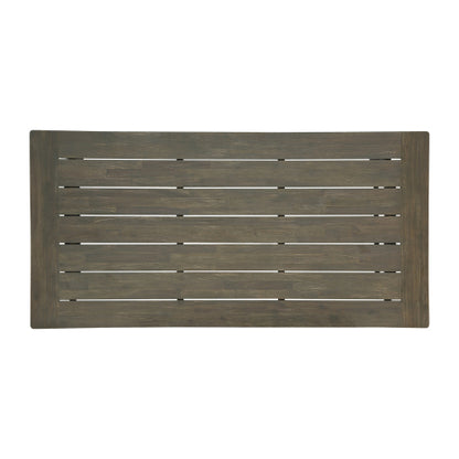 Outdoor Acacia Wood Dining Table, Sandblast Gray Finish and Black