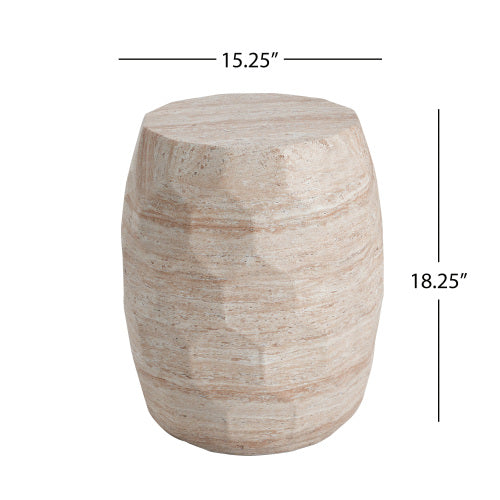 Outdoor/Indoor Lightweight Concrete Side Table,Travertine Finish