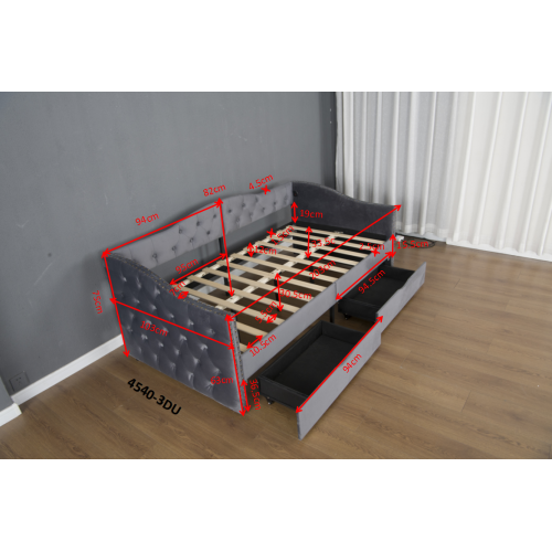 Upholstered Daybed with Storage Drawers, Wood Daybed Twin Size, with USB ports & 2 storage drawers, No Box Spring Needed, Grey