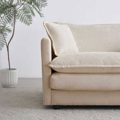Light-Coffee Chenille Deep-Seat Single Reading Armchair,1 Throw Pillow