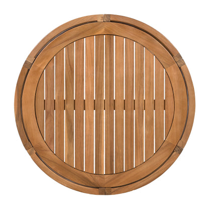 27.95" Acacia Wood Outdoor Coffee Table - Handwoven Rope Accent Boho Patio Table with All-Weather Durability