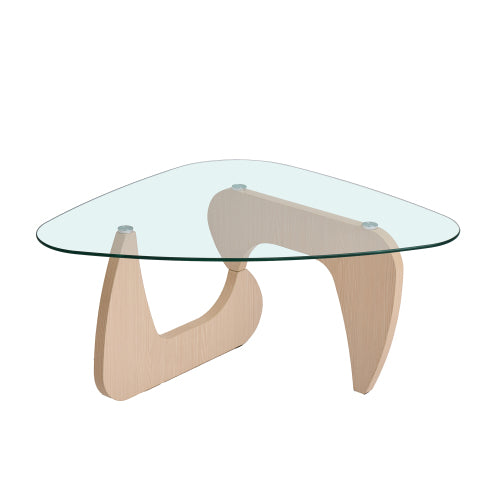 Small Farmhouse Glass Coffee Table, Walnut Brown