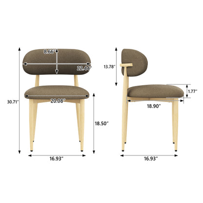 Lamb-Wool-Look Upholstered Metal Dining Chairs, Set of 2, Coffee
