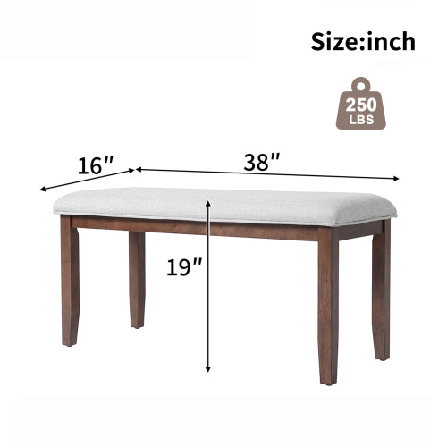 Upholstered Bench for Bedroom End of Bed,38-inch Entryway Bench for Living Room,Dining Bench with Padded Seat and Solid Wood Leg for Kitchen Bedroom,Indoor and Hallway (Bench, Beige+Cherry)