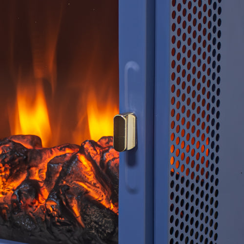 17 inch Freestanding Electric Fireplace Stove heater with 3D Flame effect,Classic Blue