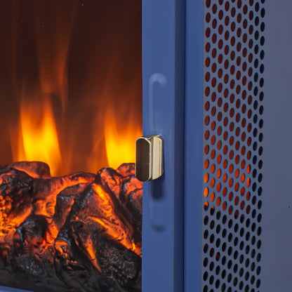 17 inch Freestanding Electric Fireplace Stove heater with 3D Flame effect,Classic Blue