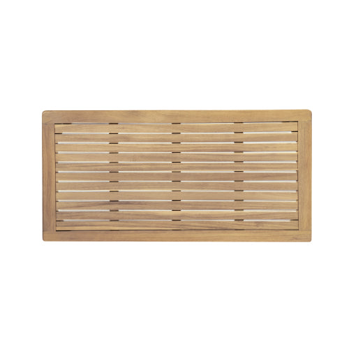 Outdoor Acacia Wood Loveseat with Coffee Table, Light Teak Frame, Beige Cushion