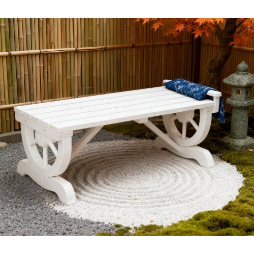 Outdoor Wagon Wheel Porch Bench for Backyard Garden,2-Person Wooden Garden Bench,Rustic Country Style Patio Furniture