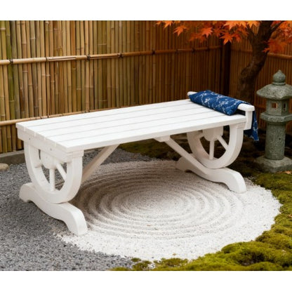 Outdoor Wagon Wheel Porch Bench for Backyard Garden,2-Person Wooden Garden Bench,Rustic Country Style Patio Furniture