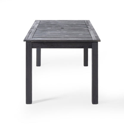 Outdoor Expandable Acacia Wood Dining Table, Dark Grey