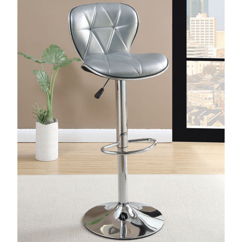 Adjustable Height Barstool in Silver Set of 2